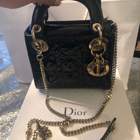 Lady Dior Mini Patent Bag - Picture 5 of 7